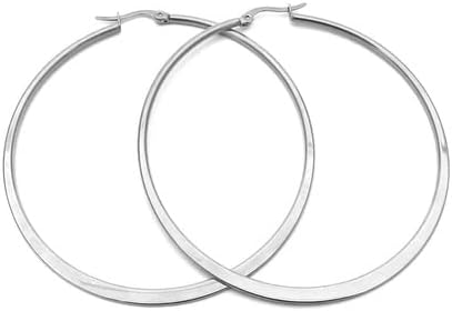 Amazon Essentials Gold Plated or Stainless Steel Flattened Hoop Earrings