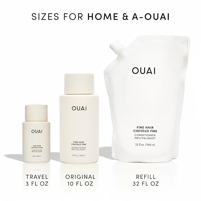 OUAI Fine Hair Conditioner Refill - Volumizing Conditioner Made with Keratin, Biotin and Chia Seed Oil - Adds Softness, Bounce and Volume - Free from Parabens, Sulfates, and Phthalates (32 Oz)