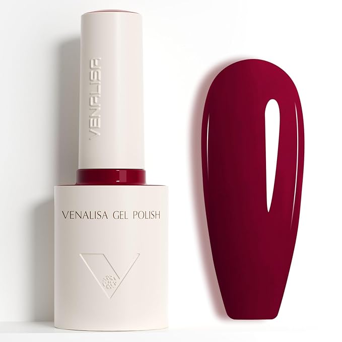 VENALISA Dark Red Gel Nail Polish, 1 Pcs Burgundy Red Gel Polish Color High Gloss Soak Off U V Nail Manicure Salon and DIY at Home Gifts for Women