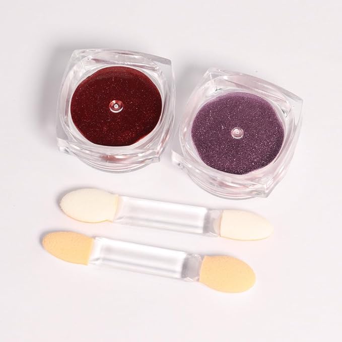 evpct 2Pcs Red Rose Gold Metallic Mirror Effect Chrome Nail Powder Kit for Nails Polish Rainbow Holographic Iridescent Chameleon Neon Nails Pigment Mirror Chrome Nail Powder for Gel Nails Glitter