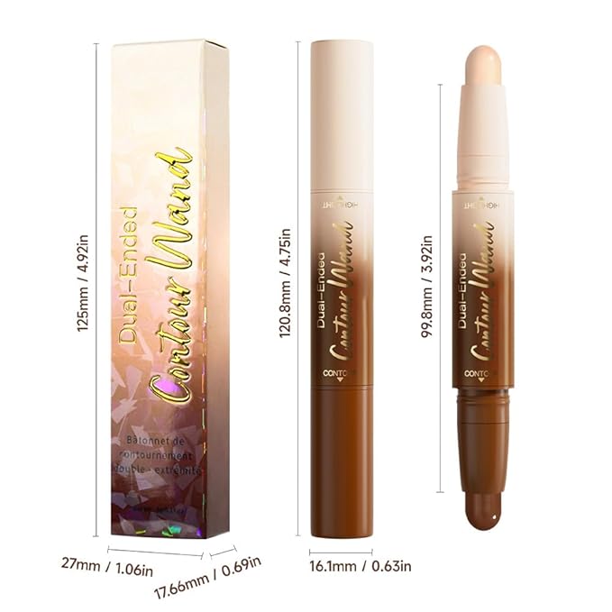 2Pcs Cream Foundation Stick Face Body Makeup Dual Ended, Nuetral Nude Beige & Darker Nude Pink no Transfer Waterproof 2in1 Cream Concealer Stick Contouring Makeup Set, Face Nose Contour Bronzer Sticks