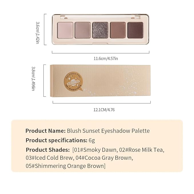 Neutral Eyeshadow Palette 5 Colors, Nude Brown Matte & Subtle Shimmer Shades, Highly Pigmented Blendable Long-Lasting Powder, Smooth No-Fallout Daily Eye Makeup Palette for Work and Natural Looks-C03