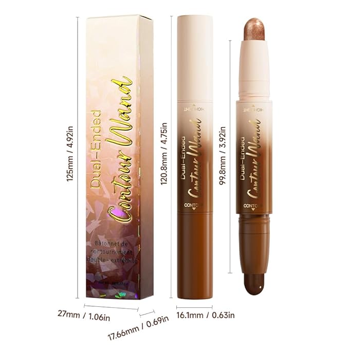 evpct Black Cocoa &Bronzer Shimmer Cream Foundation Stick Face Body Makeup Dual Ended, no Transfer Waterproof 2in1 Cream Concealer Stick Contouring Makeup, Nose Contour Bronzer Sticks Face Highlighter