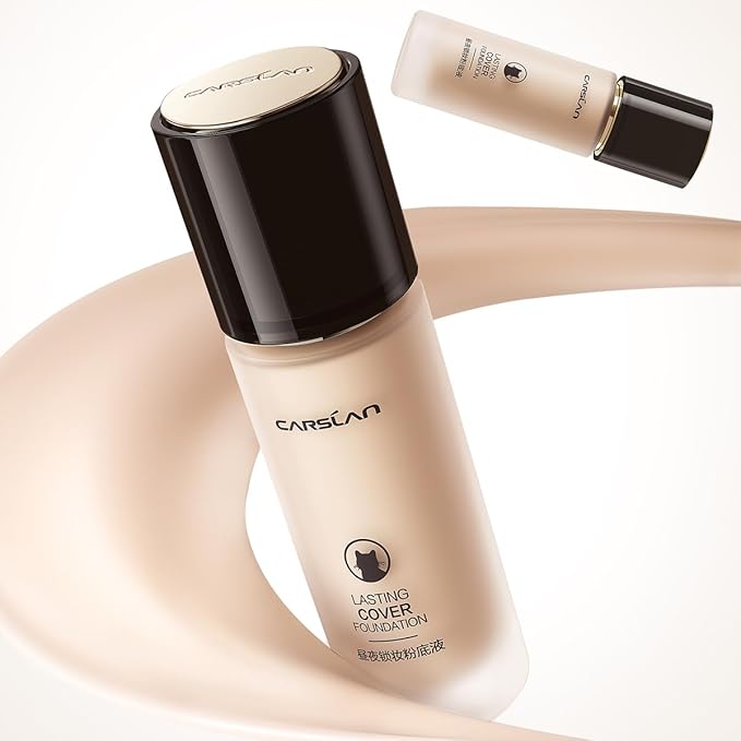 CARSLAN Lasting Cover Foundation, 24H Longlasting Full Coverage Matte Finish Face Makeup, Poreless, Lightweight, Waterproof, Oil Free Liquid Foundation, P01