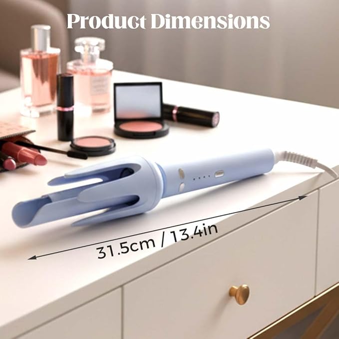 Fully Automatic Lazy Curling Stick,2026 New Electric Rotary Curler,32mm Rotating Curling Iron with 3 Temperatures,Fast Heating Curler Tongs Anti-Scald Hair Wand Gift for Long Hair (Light Blue)