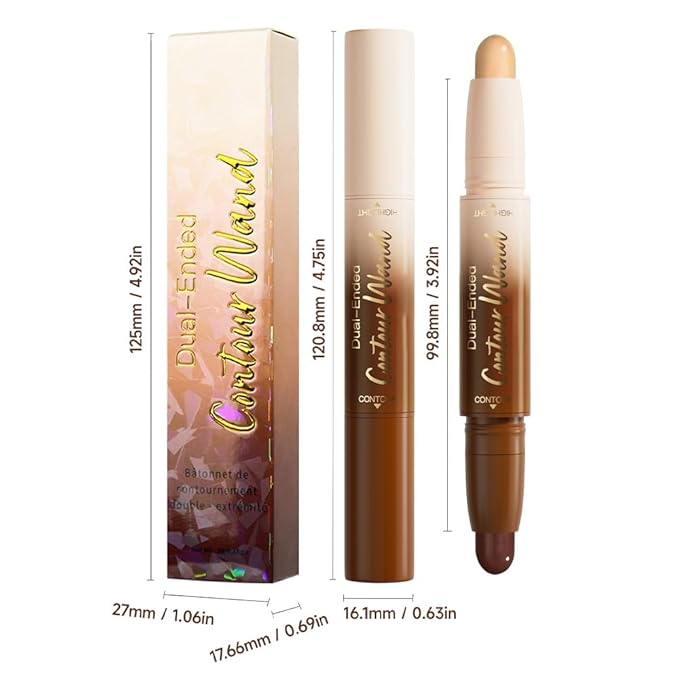 Dual-Ended 2-in-1 Cream Contour & Highlighter Stick Makeup For Face & Body – Waterproof, Long-Lasting, Suitable for All Skin Tones, 04#Nude Brown + Nude