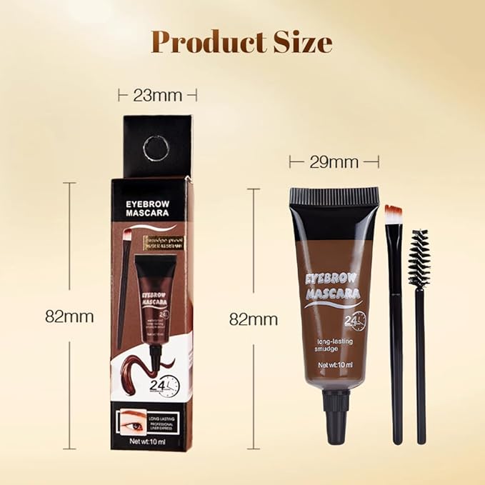 Three Dimensional Eyebrow Dye Cream,Long-lasting Waterproof Smudge-proof Liquid Eyebrow Gel,Thickening Brow Mascara Professional Brow Color Kit (#03)