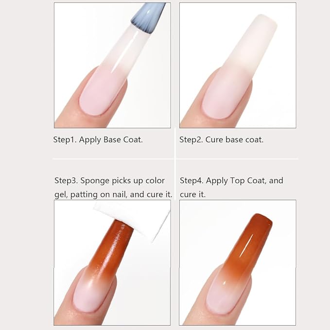 Karroy Sponge Pat Paint Nail Gel, 9 Colors Ombre Nails Gradient Gel Nail Blush Blooming Aura Nails Drawing Stripper Floral Painting Nail Art, No Wipe, UV/LED Curing (9 Colors G)