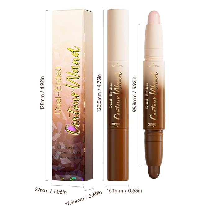 Dual-Ended 2-in-1 Cream Contour & Highlighter Stick Makeup For Face & Body – Waterproof, Long-Lasting, Suitable for All Skin Tones, 03#Darker Nude + Light Pink