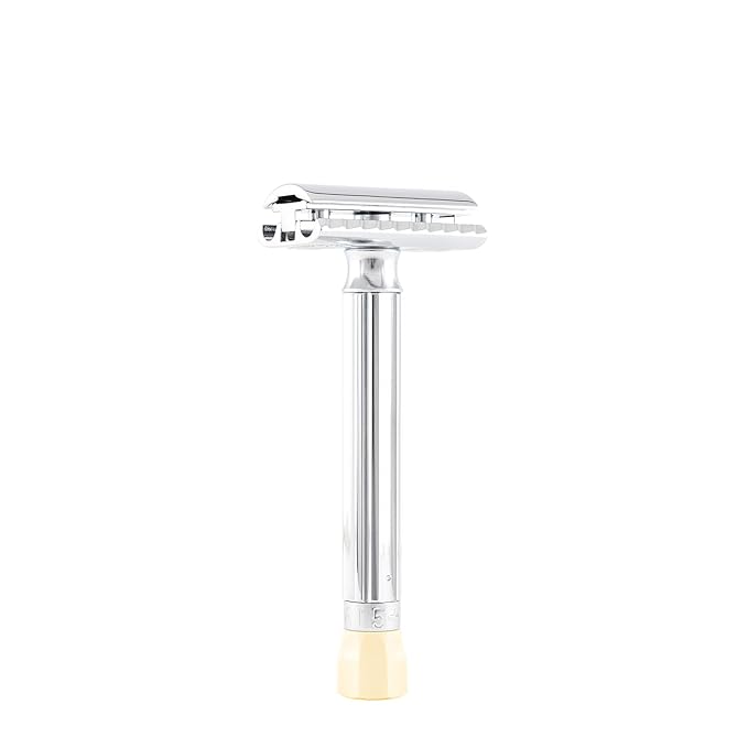 MERKUR Progress 510 Adjustable Double Edge Safety Razor - Long Handle Adjustable Razor With Dial Made in Germany Plastic-Free Closed Comb Straight Bar