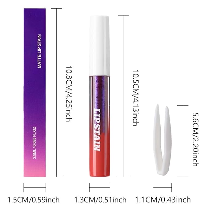 evpct Deep Mauve Red Peel Off Lip Stain Tints with Tweezer, Matte Liquid Lipstick Lip Stain Long Lasting Waterproof for Women, Non-stick Cup Lipstick Peel Off High Pigment Smudge-proof Easy Apply, 01#