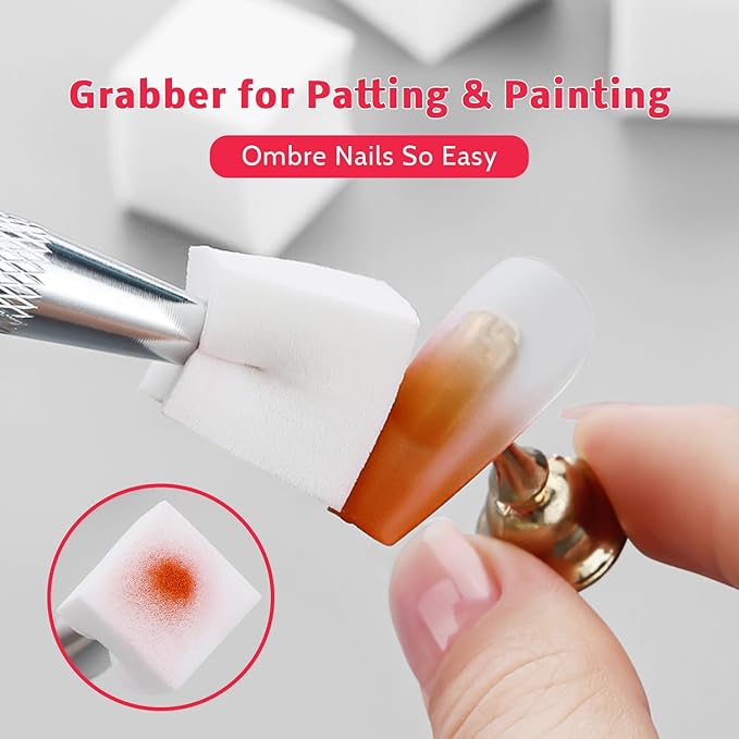 Karroy Christmas Gel Polish, 9 Colors Ombre Patting Gel Nail Polish Palette 100 Sponges 6 Brushes 1Grabber, Blending Color Gradient Painting Nails Art, No Wipe, UV/LED Cured (Set 07)