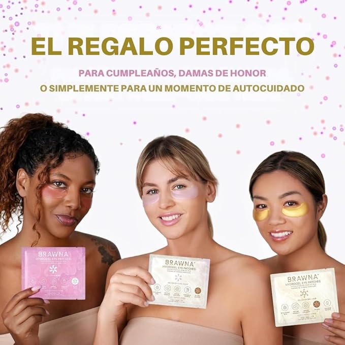 BRAWNA Under Eye Patches – Hydrogel Masks with Retinol, Hyaluronic Acid, Collagen & Caffeine – For Puffy Eyes, Dark Circles, Wrinkles & Fine Lines – Gift Set – 24 Pairs