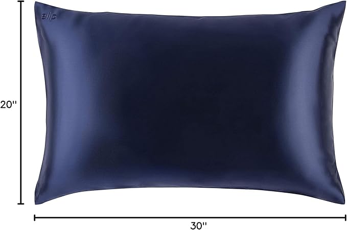 slip The Original Queen Pure Silk Pillow Case - 100% Pure 22 Momme Mulberry Silk - Queen Size Standard Pillow Case - Anti-Aging, Anti-BedHead, Anti-Sleep Crease, Navy, (20" x 30")