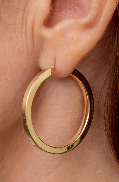 Large 14k Yellow Gold Square-Tubed Hoop Earrings (3mm Thick)