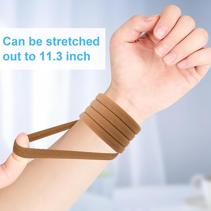 100PCS Thick Hair Ties for Women, Large Elastic Hair Bands in Bulk, Cotton Ponytail Holders for Thick Hair No Damage, 2 inch in Diameter, Light Brown, by BAOLI