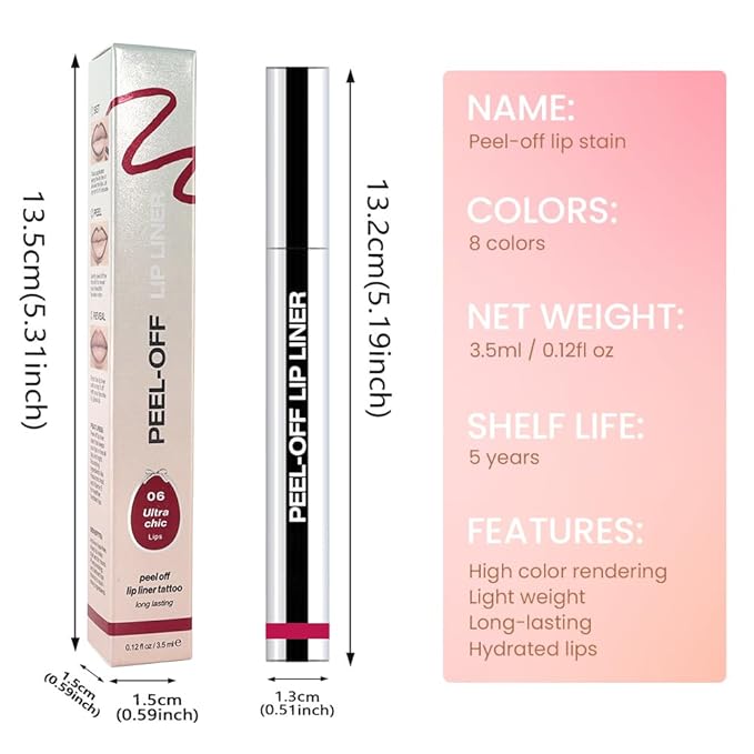 3Pcs Peel Off Matte Liquid Lip Gloss Stain-Lip Liner with Tweezer, Peel Off Lip Stain, Long Lasting & Waterproof Lipstick Tattoo, Transfer-Proof Lip Gloss for All Skin Types (00#+02#+06#, 3Pcs)