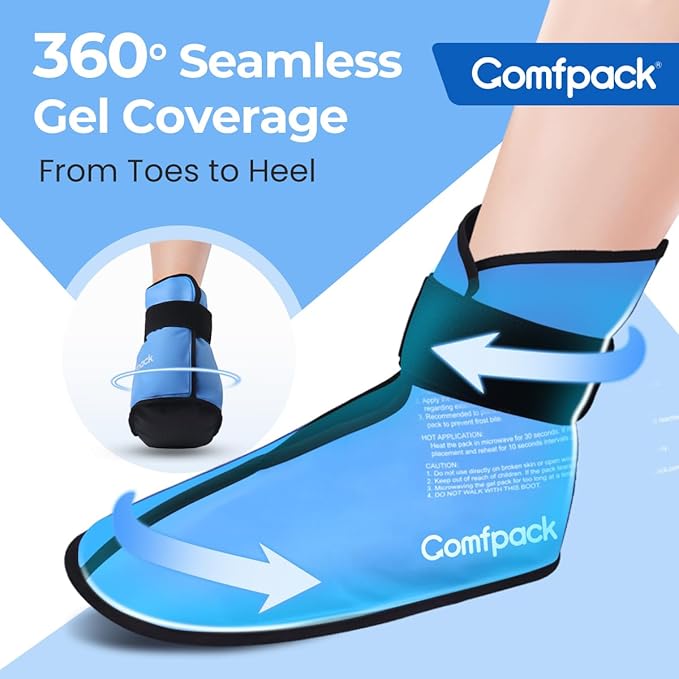 Comfpack XL Foot Ice Pack Wrap for Plantar Fasciitis, Ankle Ice Pack Wrap Ice Boot for Foot After Surgery, Hot Cold Therapy Relief for Bunion, Achilles Tendonitis, Foot Pain, Swelling, Heel Pain