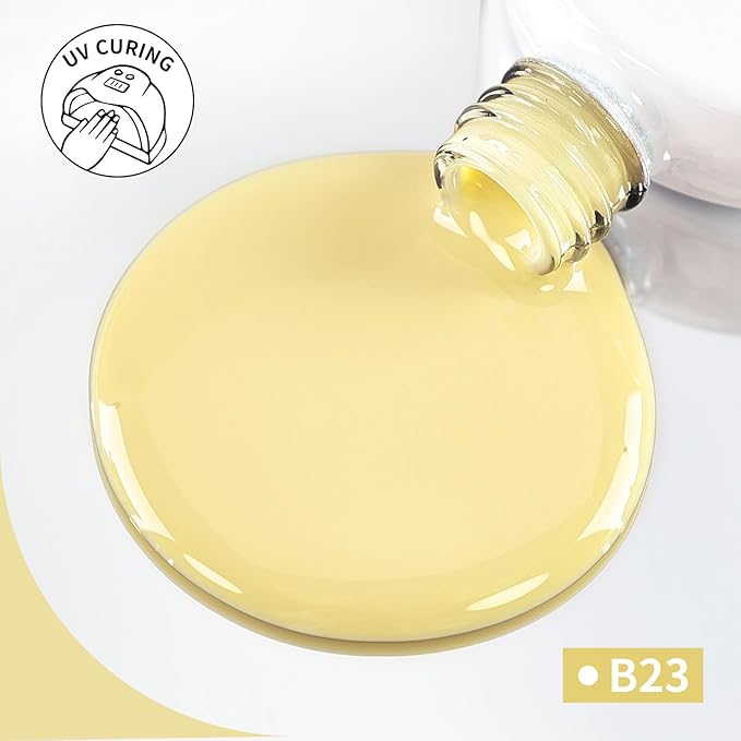 JODSONE Pastel Yellow Gel Nail Polish 10ml Soak Off LED Gel Polish Butter Yellow Nail Color Salon Quality Long-Lasting Low Odor Need U V Lamp Curing