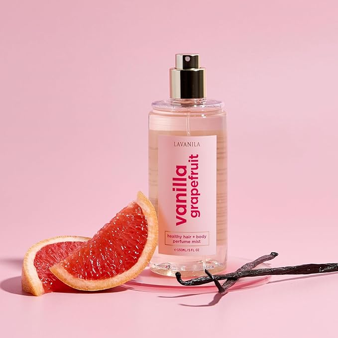 Lavanila Vanilla Grapefruit Healthy Hair + Body Perfume Mist, 5 Fl Oz - Bright & Uplifting Fragrance Spray Formulated with Jojoba Oil, Madagascar Vanilla, Cedarwood, Pink Grapefruit