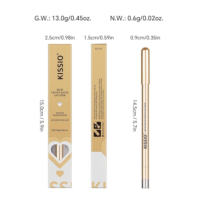 KISSIO Lip Liner,Creamy Lip Pencil,Long Lasting Lip Liner with Sharpener,Matte Finish,Smooth and Soft,Non-Dry,Easy to Use,Cruelty free,Fall into