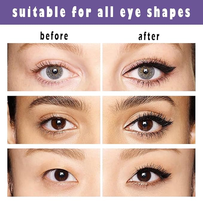 Dual Ended Black Liquid Eyeliner - 2 in 1 Winged Cat Eye Stamp & Felt-tip Eyeliner Pen, Waterproof, Long Lasting and Smudge Proof Eye Makeup Tool for Women