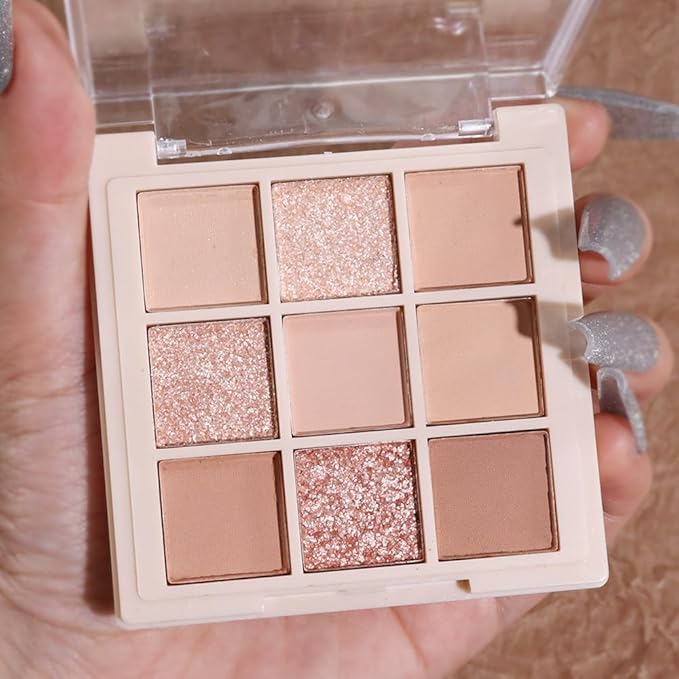 AMY'S DIARY Nude Pink Beige Eyeshadow Palette,Natural Eye Shadow Make Up Pallets for Women,Neutral Small Cream Light Colors Eyeshadow Palette Long Lasting Naturing-Looking,Vegan