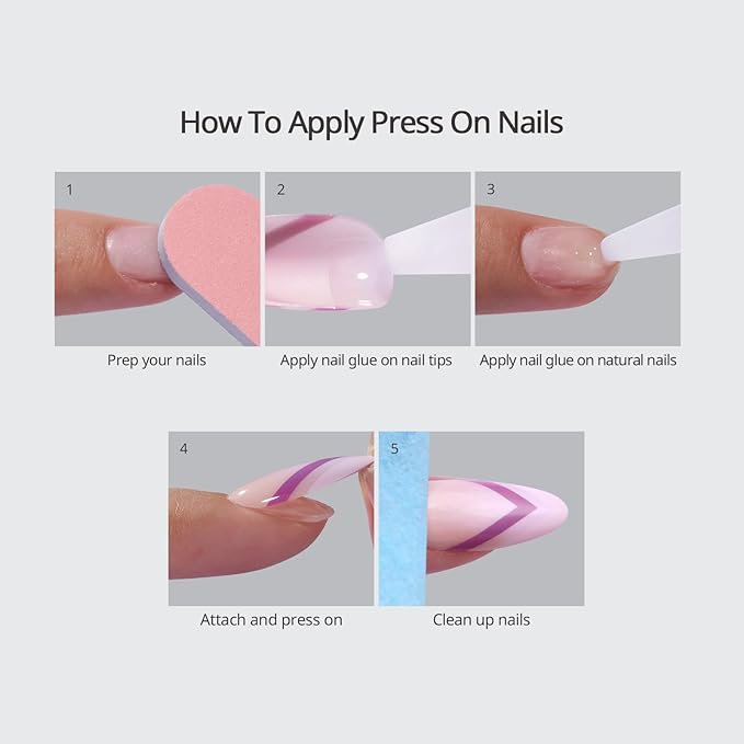 BTArtbox Press On Nails Oval - Soft Gel Press on Nails Oval Nails Fake Nail with Nail Glue, Fit Perfectly, Reusable Glue On Nails in 16 Sizes, Taro Milkshake