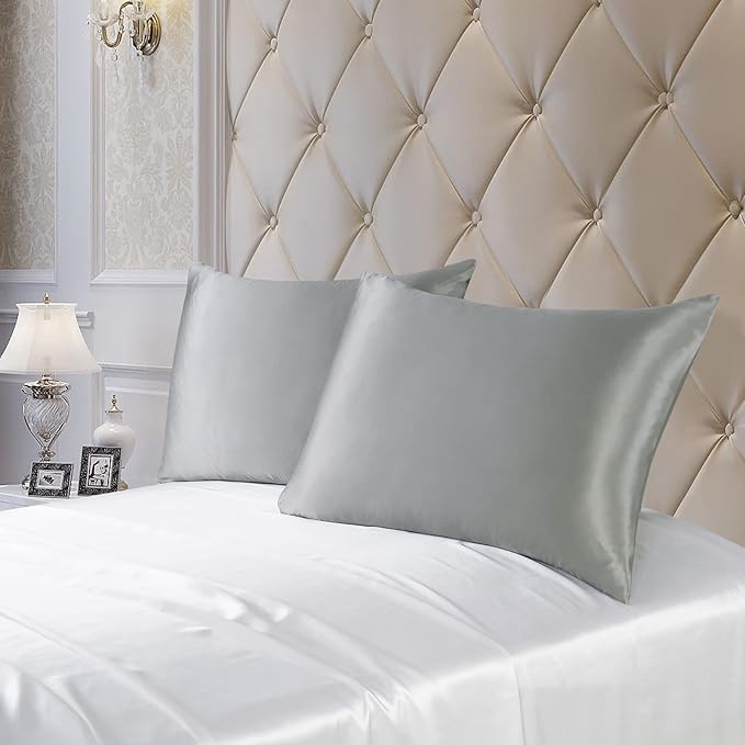 ZIMASILK Upgraded 100% Pure Mulberry Silk Pillowcase for Hair and Skin Silk Pillow Cases with Reinforced Hidden Zipper, More Soft & Durable Highest Grade 6A Silk, Gift Box 1Pc (Queen 20"x30", Grey)