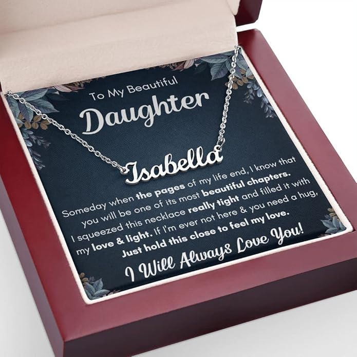To My Beautiful Daughter Necklace from Mom & Dad | Cubic Zirconia Pendant with Heartfelt Message Card & Gift Box | Daughter Birthday, Graduation, Christmas Jewelry Gift from Parents
