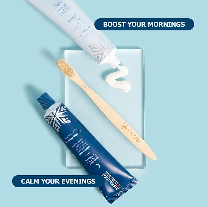 Snow Infusions Whitening Toothpaste, Advanced Morning Formula with Hydroxyapatite, CoQ10, Vitamins B12 and B6 for Energy Boost, Teeth Whitening Toothpaste - Advanced