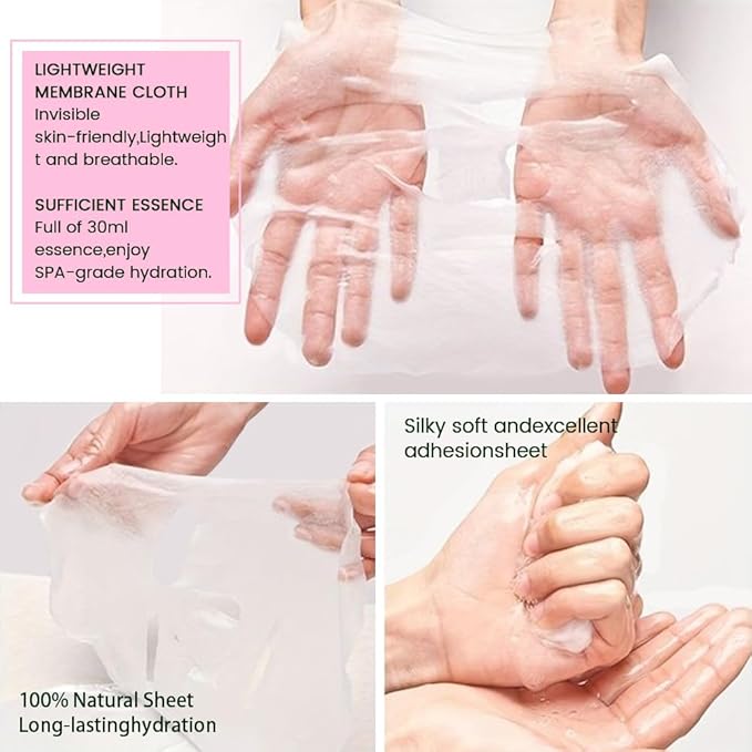CAKAILA 8 Pack Rose Face Mask,Pink Face Masks Skincare Spa Day Kit Supplies,Spa Party Favors for Women,Sheet Facial Mask Skincare Gifts Set,Moisturize Soothe for All Skin Types
