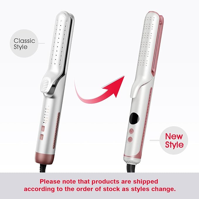 BLUSHMARKS Airflow 2-in-1 Hair Straightener & Curler, Titanium Flat Iron with 360° Cooling Vents for Style Locking | Dual Voltage for Travel, 5 Heat Settings, Auto Off & 15s Fast Heat-Up
