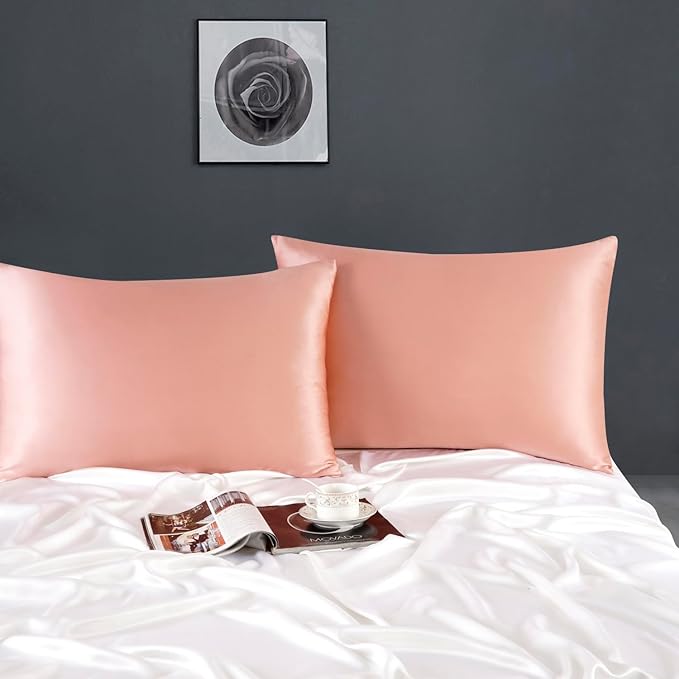 ZIMASILK 100% Pure Mulberry Silk Pillowcase for Hair and Skin Health,Soft and Smooth,Both Sides Premium Grade 6A Silk,600 Thread Count,with Hidden Zipper,1pc (King 20''x36'',Coral)
