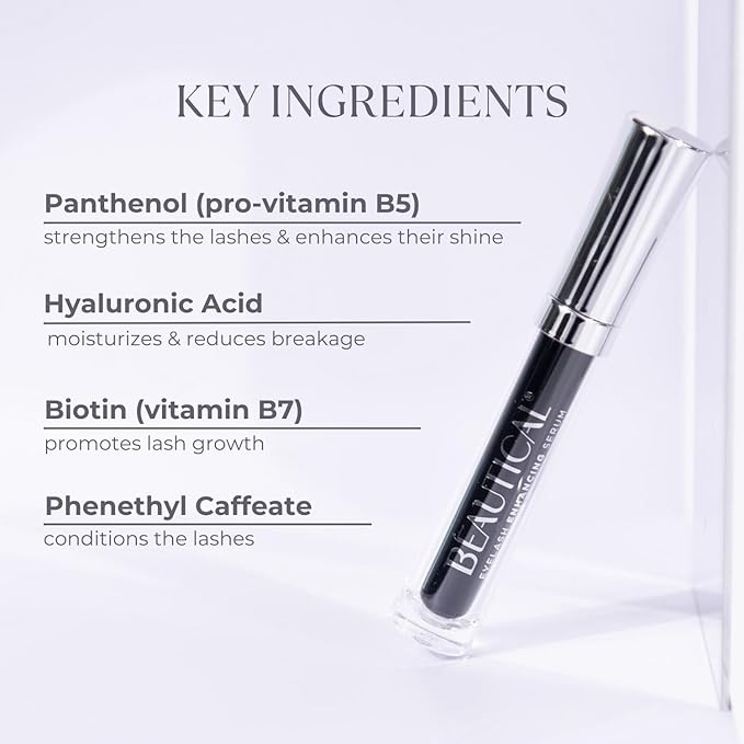 BEAUTICAL Eyelash Serum – Lash Enhancing & Conditioning Formula with Botanical Ingredients for the Appearance of Fuller, Shinier & Healthier-Looking Lashes – Nourishing Lash Care, 3ml