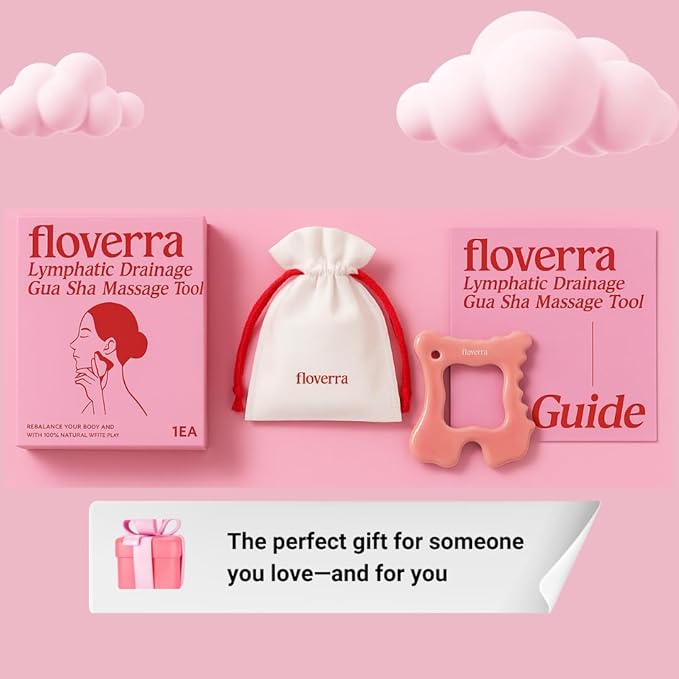 floverra Lymphatic Drainage Ceramic Gua Sha Massage Tool, Korean Face and Body guasha, Portable and Lightweight Scraping Tool