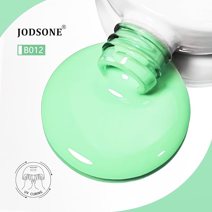 JODSONE Mint Green Gel Nail Polish 10ml Soak Off Nail Polish Light Green Nail Color Salon Quality Long-Lasting, Vegan & Cruelty-Free Beginner-Friendly Need U V Lamp Curing