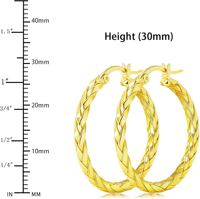 14K Gold Earrings for Women Weave Design 14K Gold Hoop Earrings Classic & Timeless Everyday Luxury Earring Mother’s Day Gifts