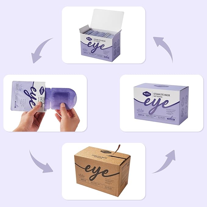 WarmSpark Self Heating Eye Mask Warm Compress for Dry Eyes, Disposable Heated Eye Mask for Fast Relief, Sleep, Spa, Travel Essentials & Relaxation Gifts for Women (30 Count, Lavender)