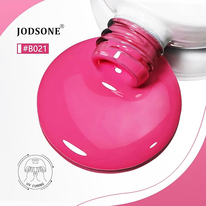 JODSONE Hot Pink Gel Nail Polish 10ml Gel Polish Bright Pink Nail Color Berry Pink Long-Lasting Easy Application Low Odor Need U V Lamp Curing