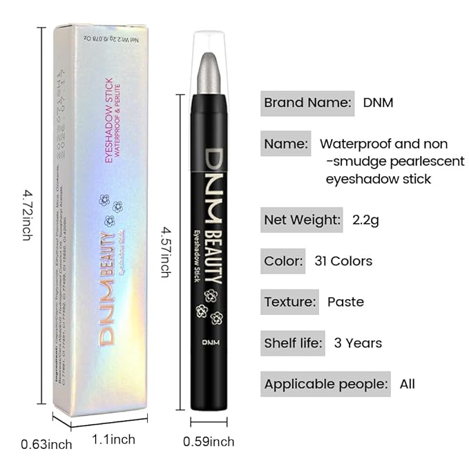 Silver Grey Shimmer Cream Eye Shadow Stick Makeup for Women, Shimmer Eyeliner Pencil Eyeshadow Brightener Stick for Eyes, Waterproof Eyeshadow Applicator Blendable sombras para ojos 70#