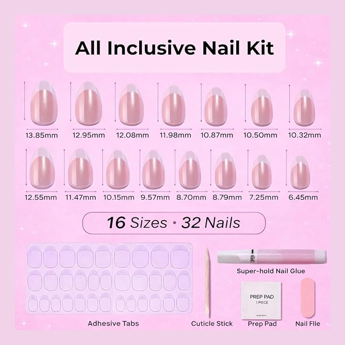 RPNZL Press On Nails - Glazed Doughnut | Chrome Glazed Long Almond Fake Nails Tip, Salon Quality | 32 Nails, 16 Sizes Kit with Glue and Adhesive Tabs I Female Founded - Beauty, Self Care