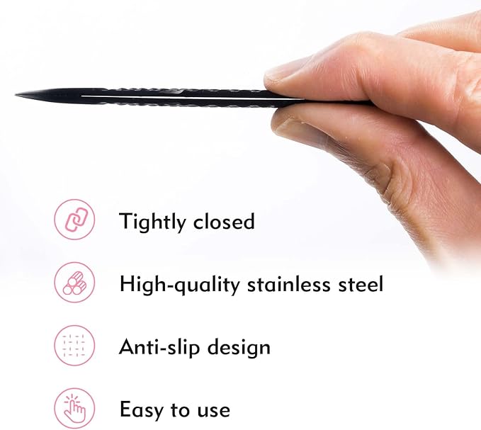 VEYES INC Lash Tweezers for Eyelash Extensions,High Precision Tweezers for Individual Classic and Volume Lash,Stainless Steel Tweezers-45 Degree