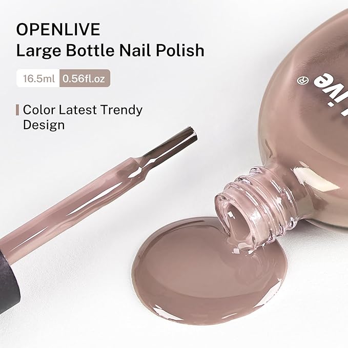OpenLive 16.5ml Light Brown Nail Polish Large Volume Quick Dry Nail Polish, Long Lasting Shine, Fingernail Toenail Nail Art DIY Home Travel Nail Art Gift
