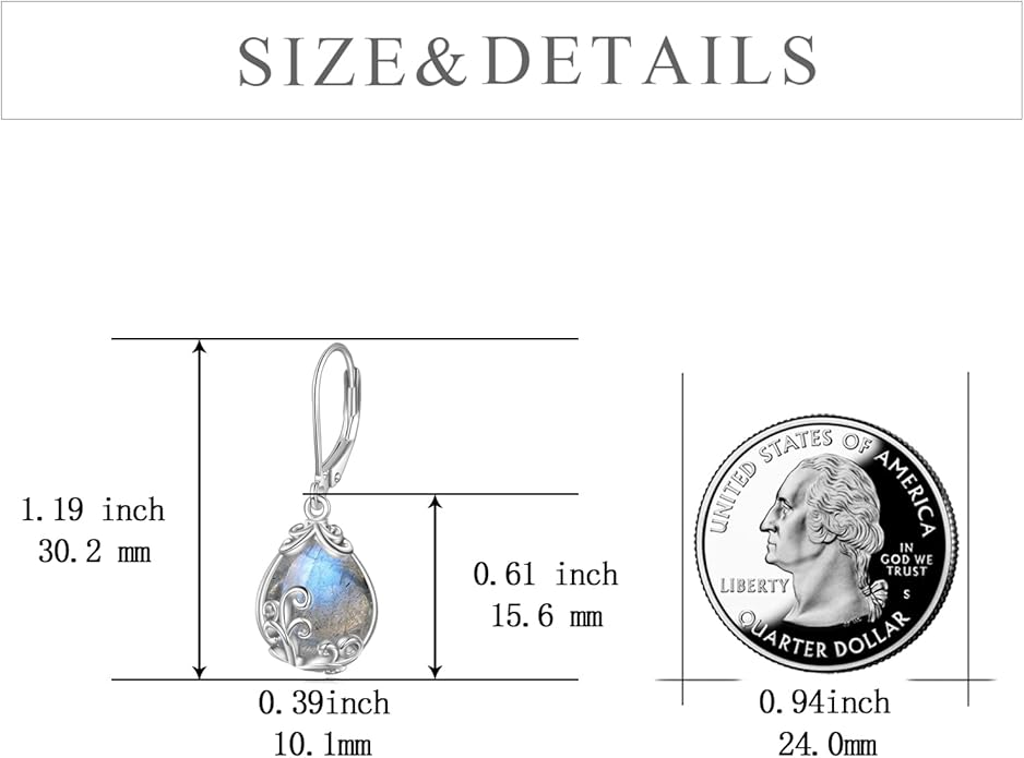 POPLYKE Celtic Filigree Teardrop Drop Dangle Earrings Sterling Silver Leverback Earrings Jewelry for Women