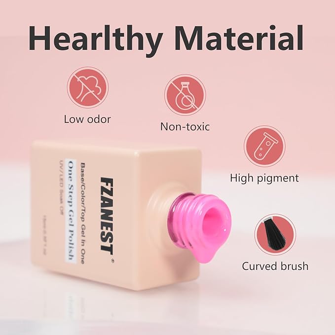 FZANEST Black and White Gel Nail Polish, No Wipe Base Top Coat Color 3 in 1 One Step Gel Polish Chrome Nail Powder Soak Off LED UV Nail Art Starter Manicure