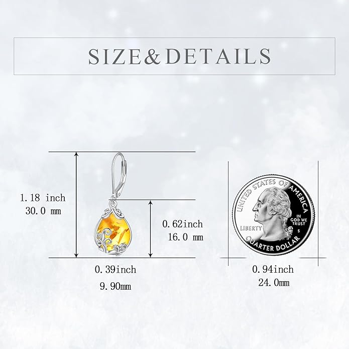 POPLYKE Celtic Filigree Teardrop Drop Dangle Earrings Sterling Silver Leverback Earrings Jewelry for Women
