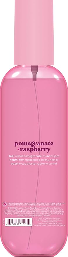 eos Cashmere Body Mist, Pomegranate Raspberry, Body Spray for Women, Hair Mist, Fruity, Moisturizing, Hyaluronic Acid, Glycerin, Vegan, Cruelty-free, 6 fl oz