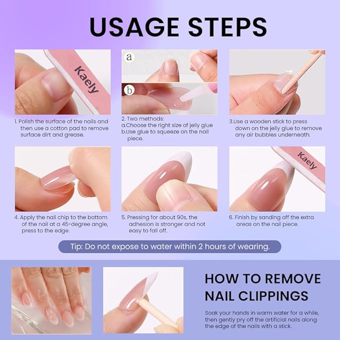 evpct Ombre Pink to Nude Press on Nails Short Almond, Short Almond Glossy Stick on Nails for Women Gift with Manicure Kit, Reusable Soft Gel Stick on Fake Nail with Ombre Designs Perfectly Fit