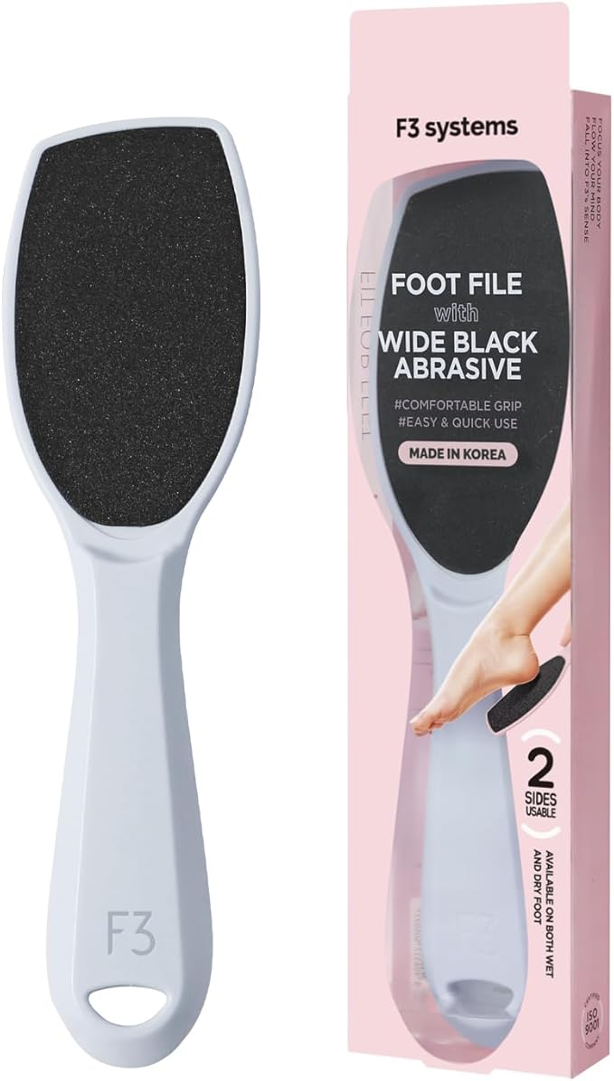 F3 Systems, Wide Emery (Sky Blue), Double-Sided Pedicure Tool, Colossal Foot File for Men & Women, Effective for Cracked Heel, Callus Remover, Foot Scrubber, Professional
